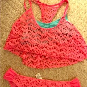 Hot pink  and teal swim suit